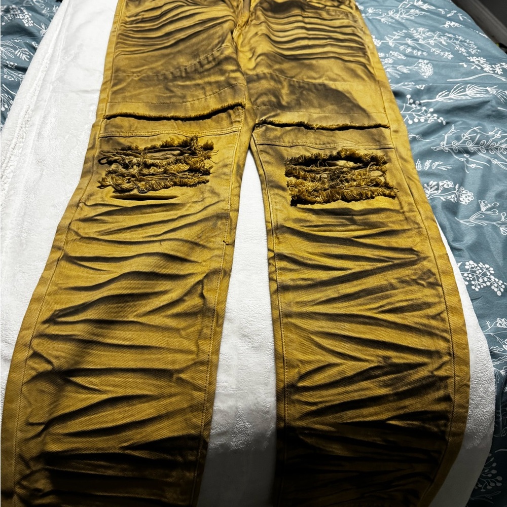 Crysp denim Men's Slim Straight Jeans in Tan - Picture 10 of 15